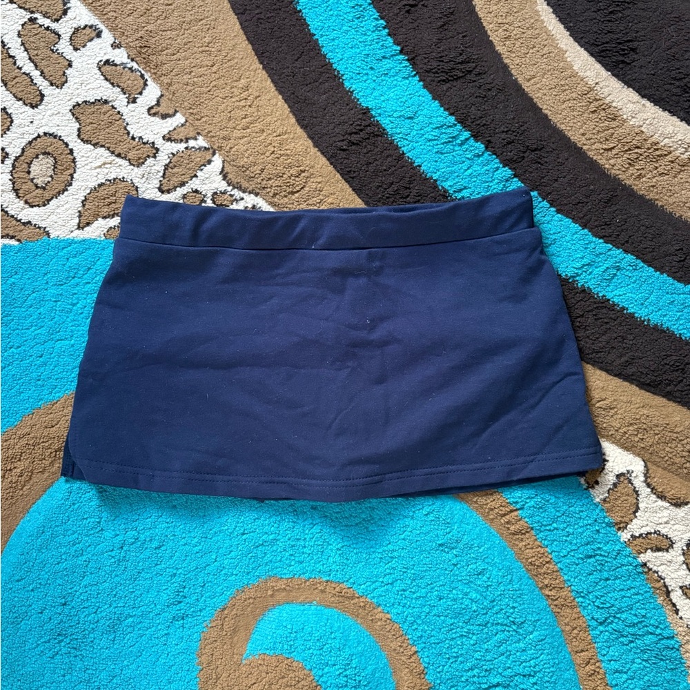 Edikted Navy Blue Mini Skort with Front Tie Drawstring - Picture 2 of 7